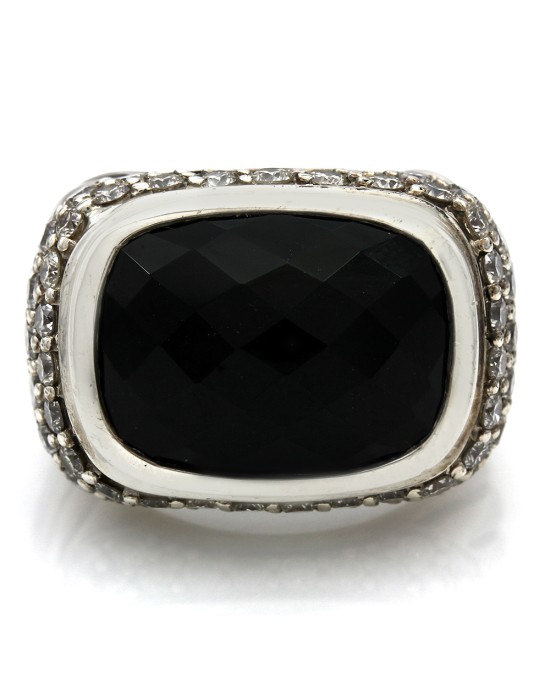 David Yurman Black Onyx and Diamond Ring